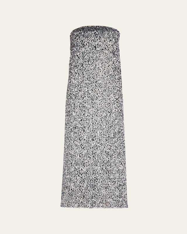 Strapless Sequined Column Gown